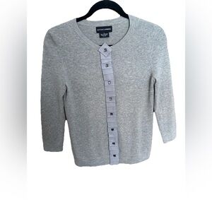 Women’s Sutton Cashmere Gray Snap Closure Ribbon Detail Cartigan - Size S
